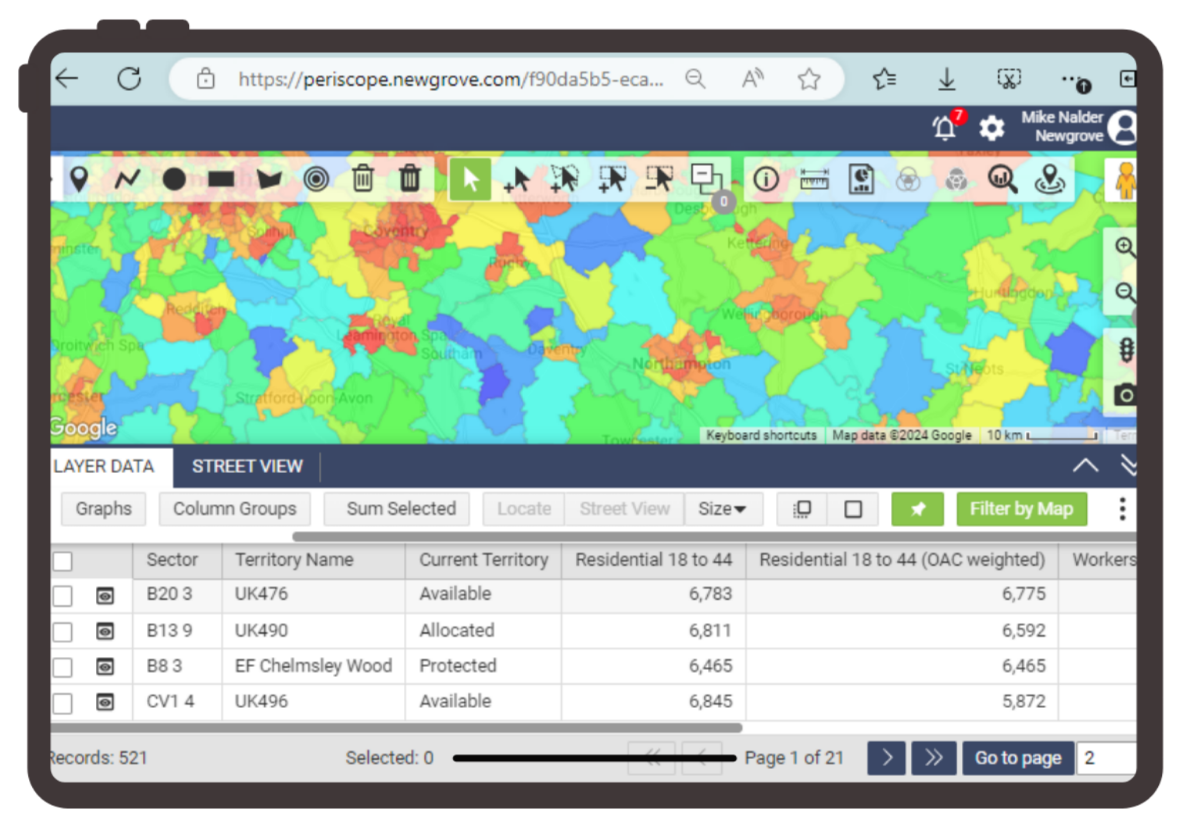 Radar helps you to understand where your customers are based on lifestage or wealth, and a combination of both.